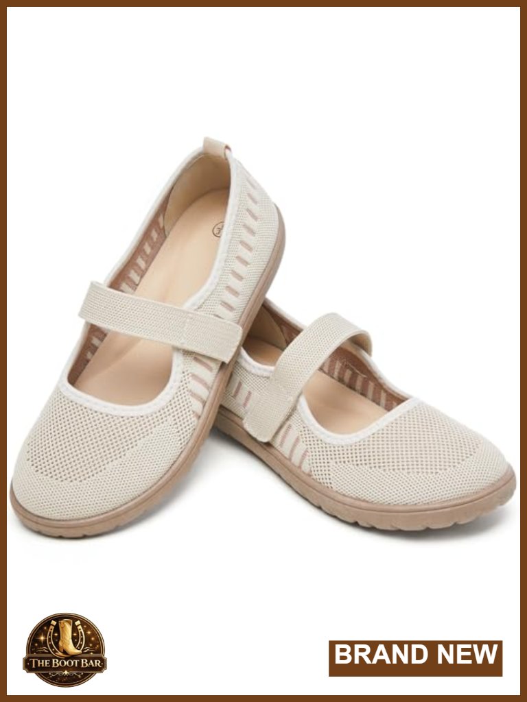 Wide Toe Box Knit Ballet Flats Slip-On Strap Mary Jane Walking Shoes Women